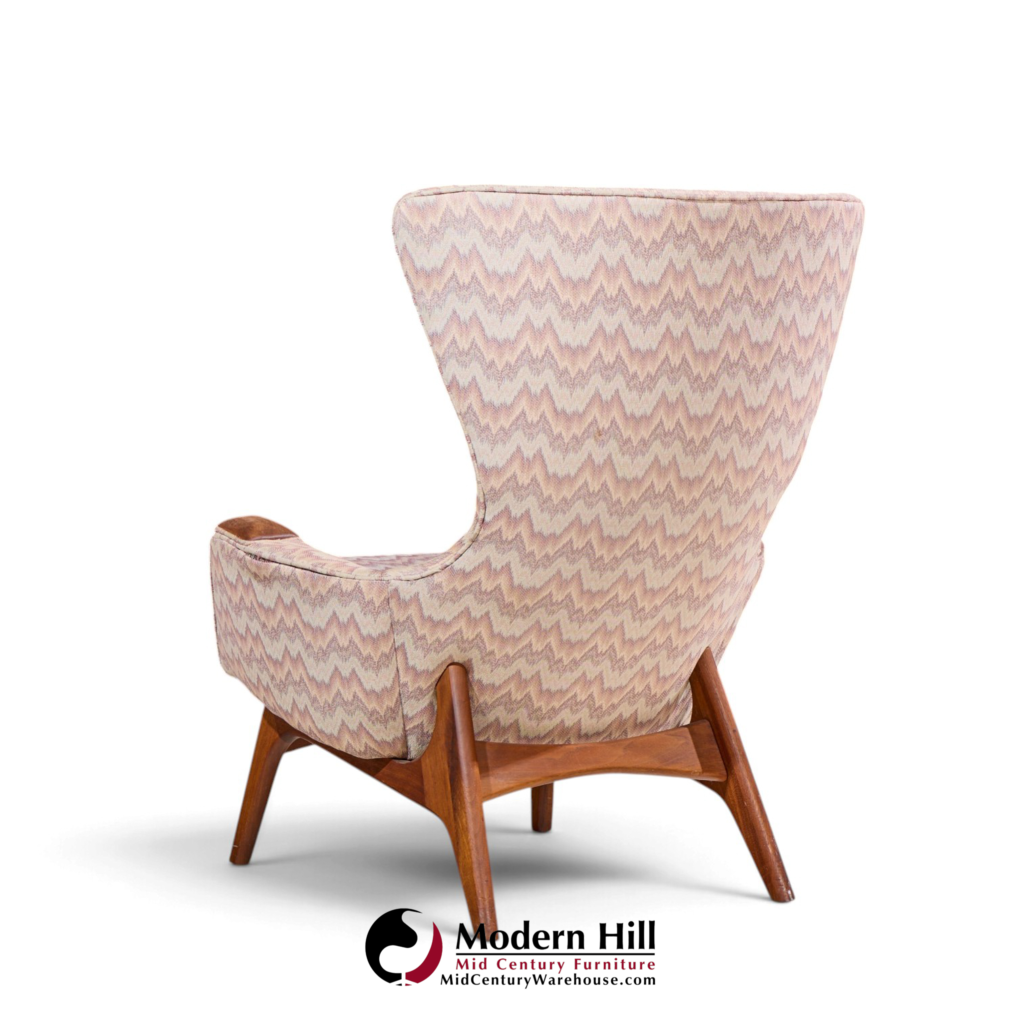 adrian pearsall for craft associates 2231-c mid century walnut wingback lounge chairs - pair