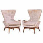 adrian pearsall for craft associates 2231-c mid century walnut wingback lounge chairs - pair