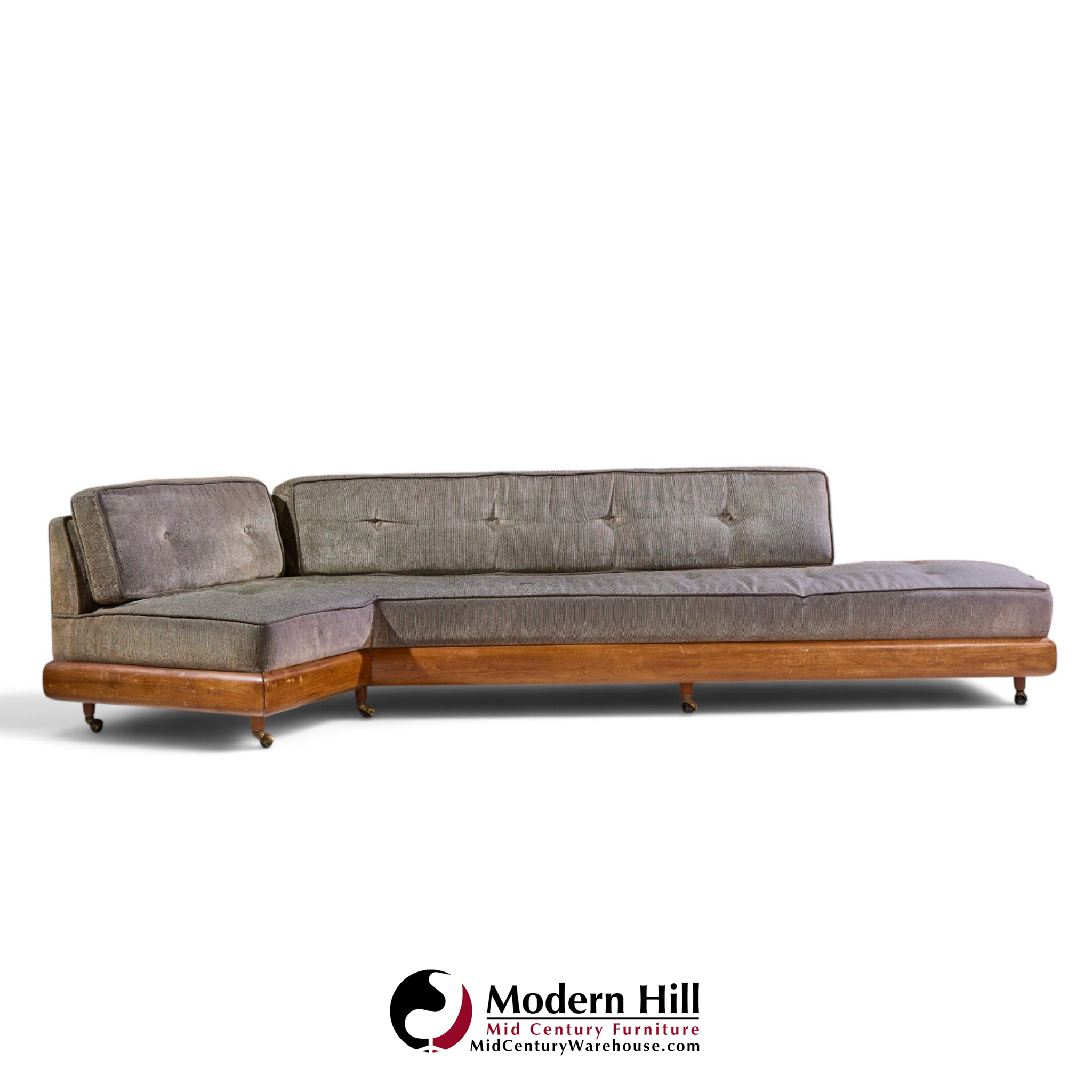 adrian pearsall for craft associates 2300-s mid century walnut boomerang sofa