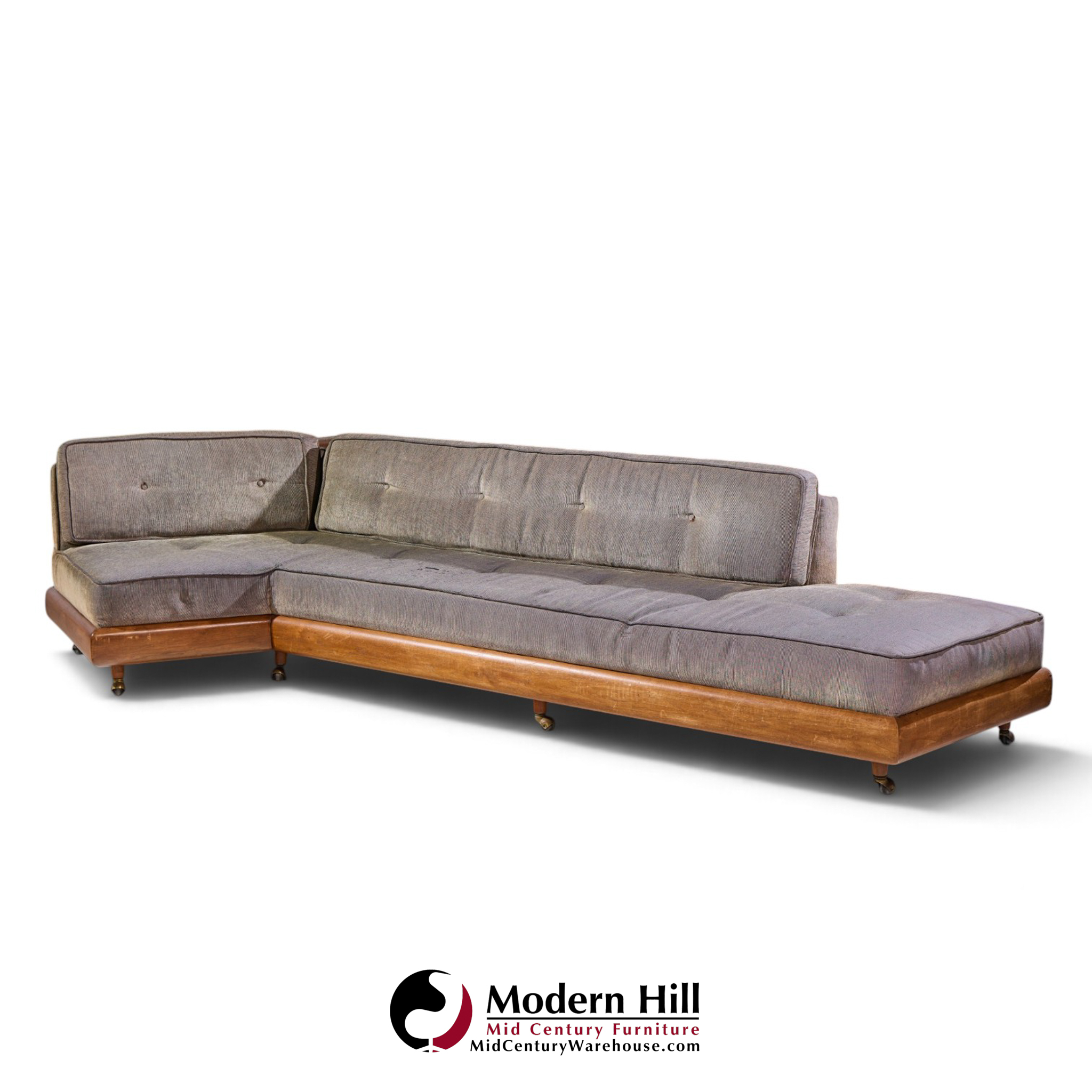 adrian pearsall for craft associates 2300-s mid century walnut boomerang sofa