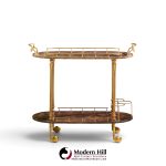 aldo tura mid century italian lacqured goatskin and brass bar cart
