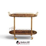 aldo tura mid century italian lacqured goatskin and brass bar cart