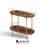 aldo tura mid century italian lacqured goatskin and brass bar cart