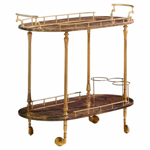 aldo tura mid century italian lacquered goatskin and brass bar cart