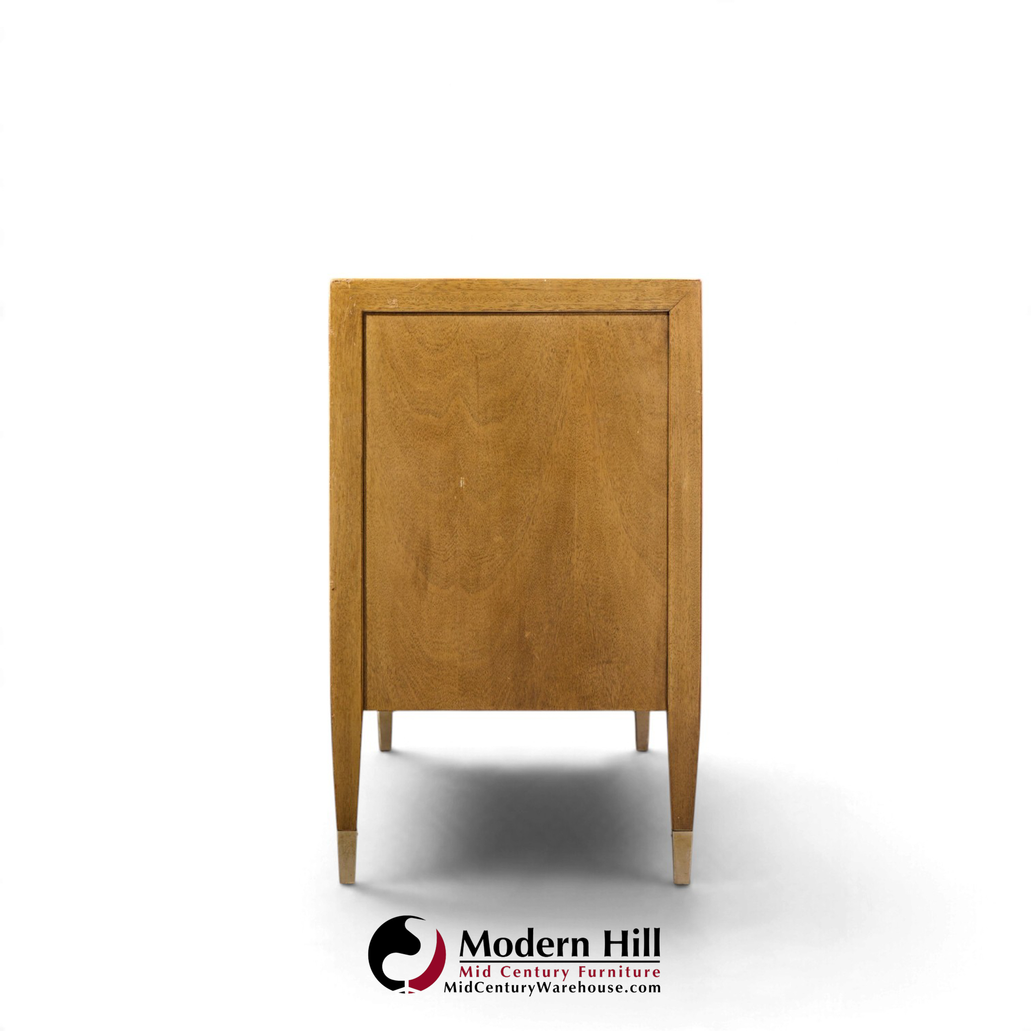 american of martinsville mid century walnut and cane credenza with hutch