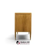 american of martinsville mid century walnut and cane credenza with hutch