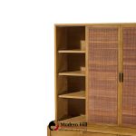 american of martinsville mid century walnut and cane credenza with hutch