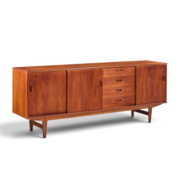 arne vodder style mid century danish teak sliding door credenza