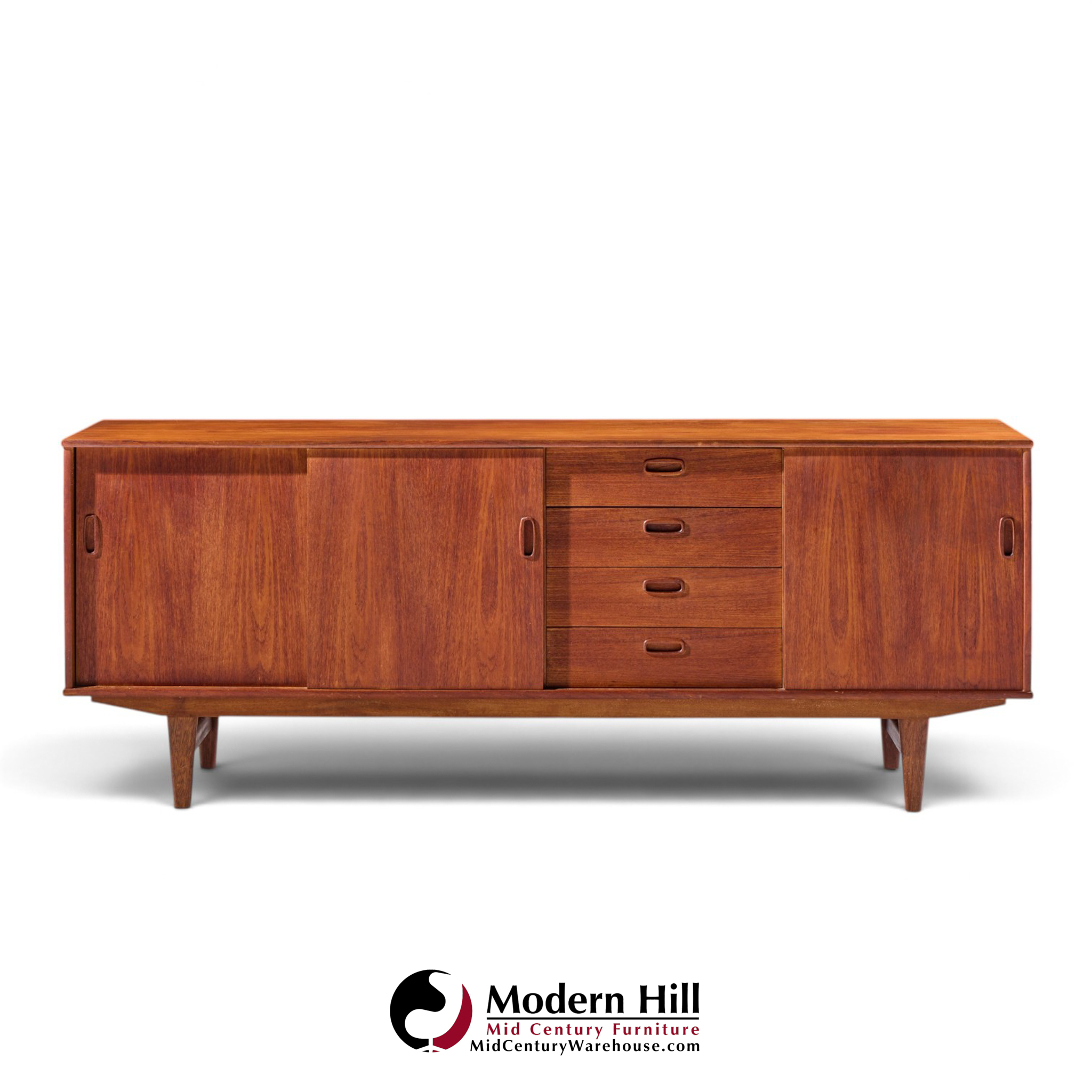 arne vodder style mid century danish teak sliding door credenza