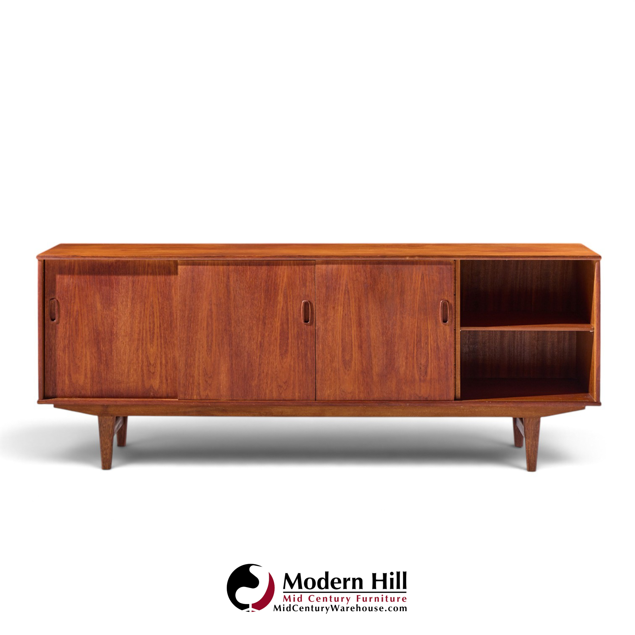 arne vodder style mid century danish teak sliding door credenza
