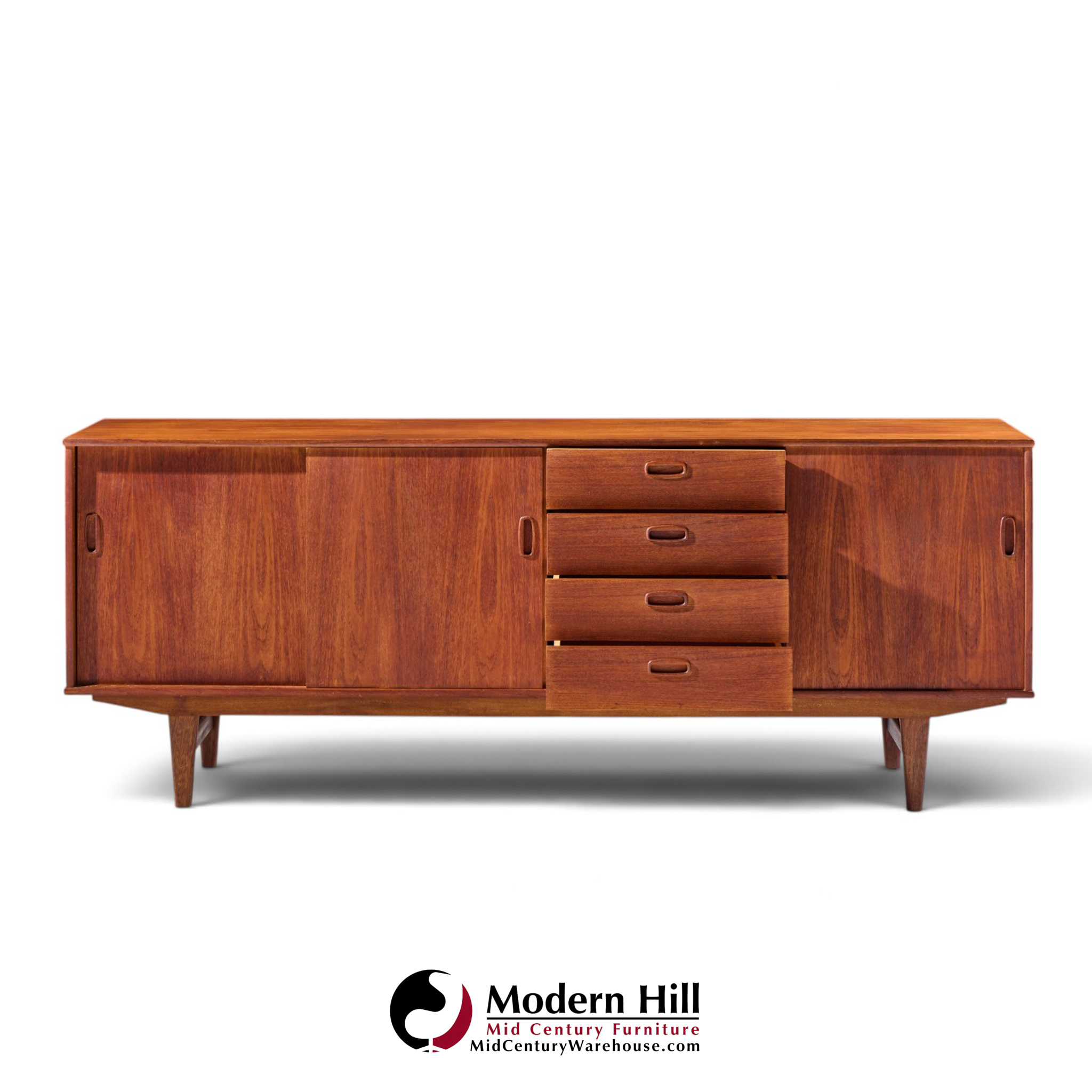 arne vodder style mid century danish teak sliding door credenza