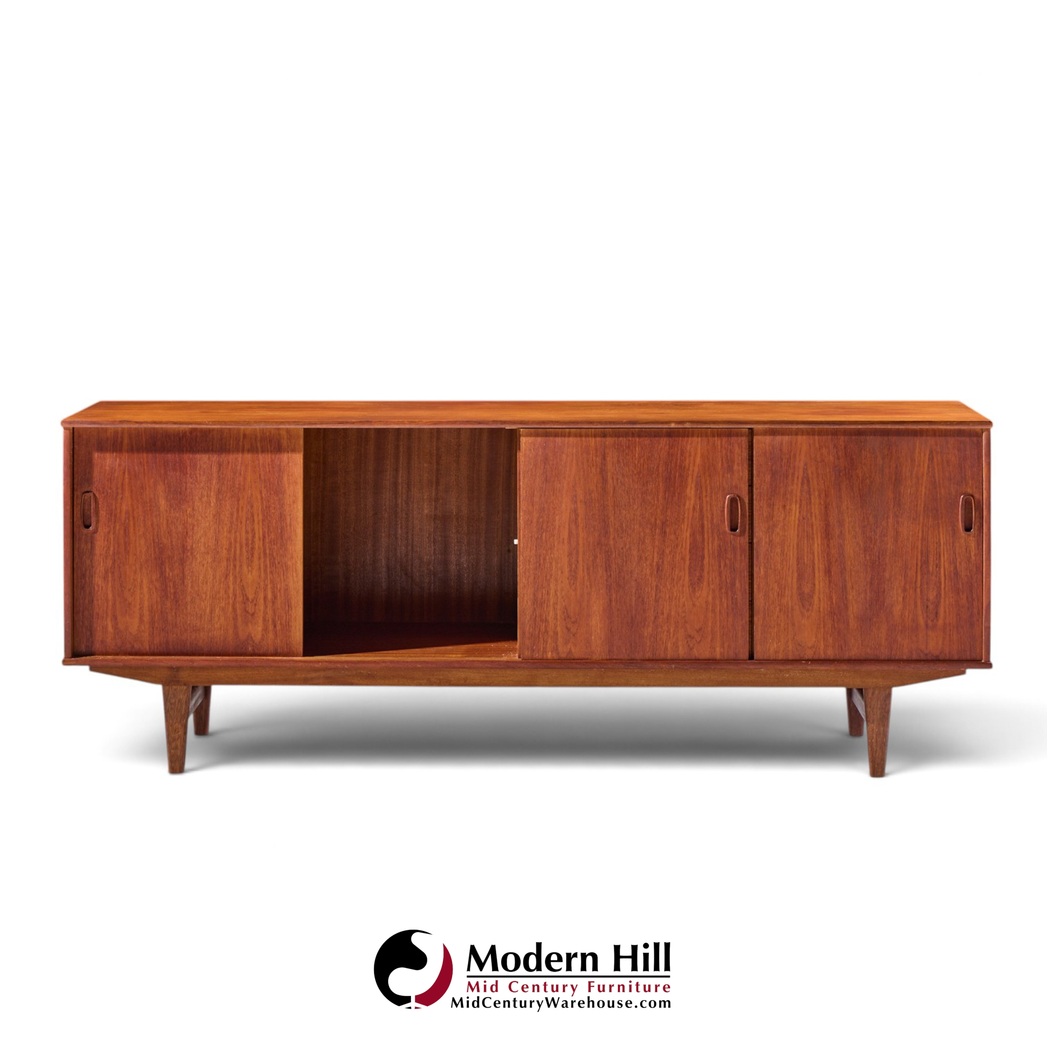 arne vodder style mid century danish teak sliding door credenza