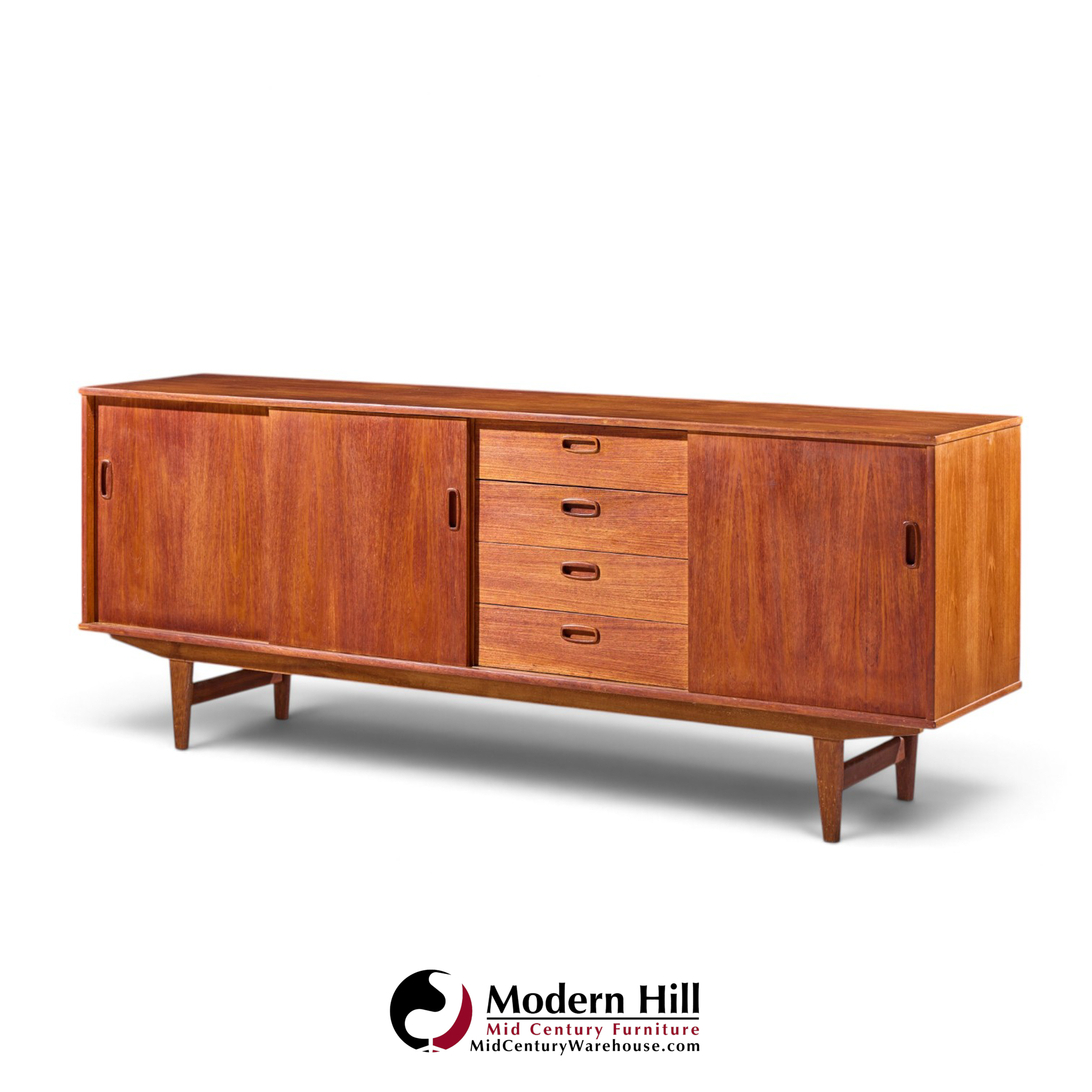 arne vodder style mid century danish teak sliding door credenza