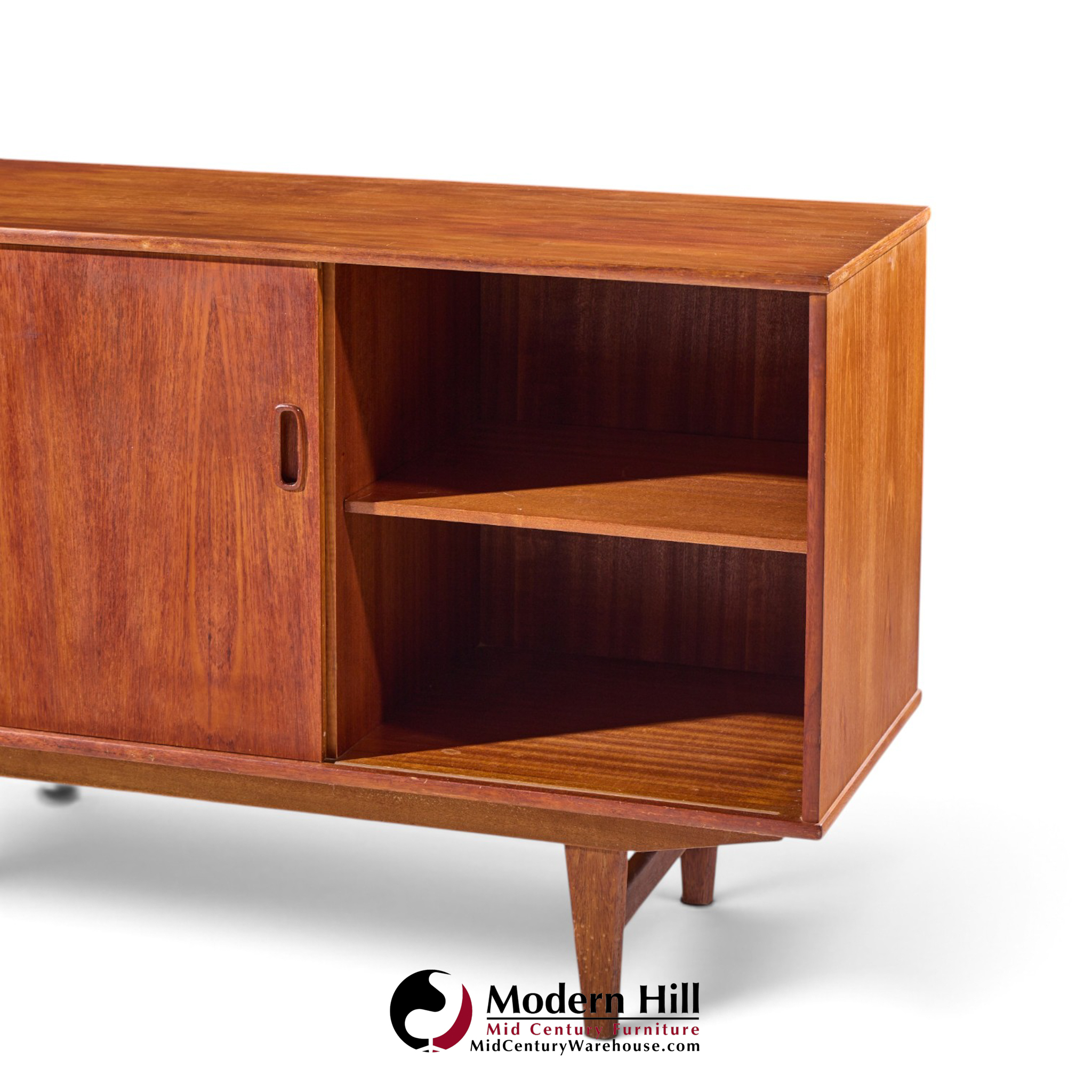arne vodder style mid century danish teak sliding door credenza