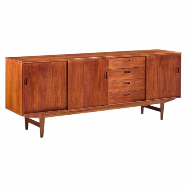 arne vodder style mid century danish teak sliding door credenza