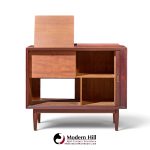 arne vodder for sibast mid century danish teak bar record cabinet nightstand with tambour door