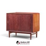 arne vodder for sibast mid century danish teak bar record cabinet nightstand with tambour door