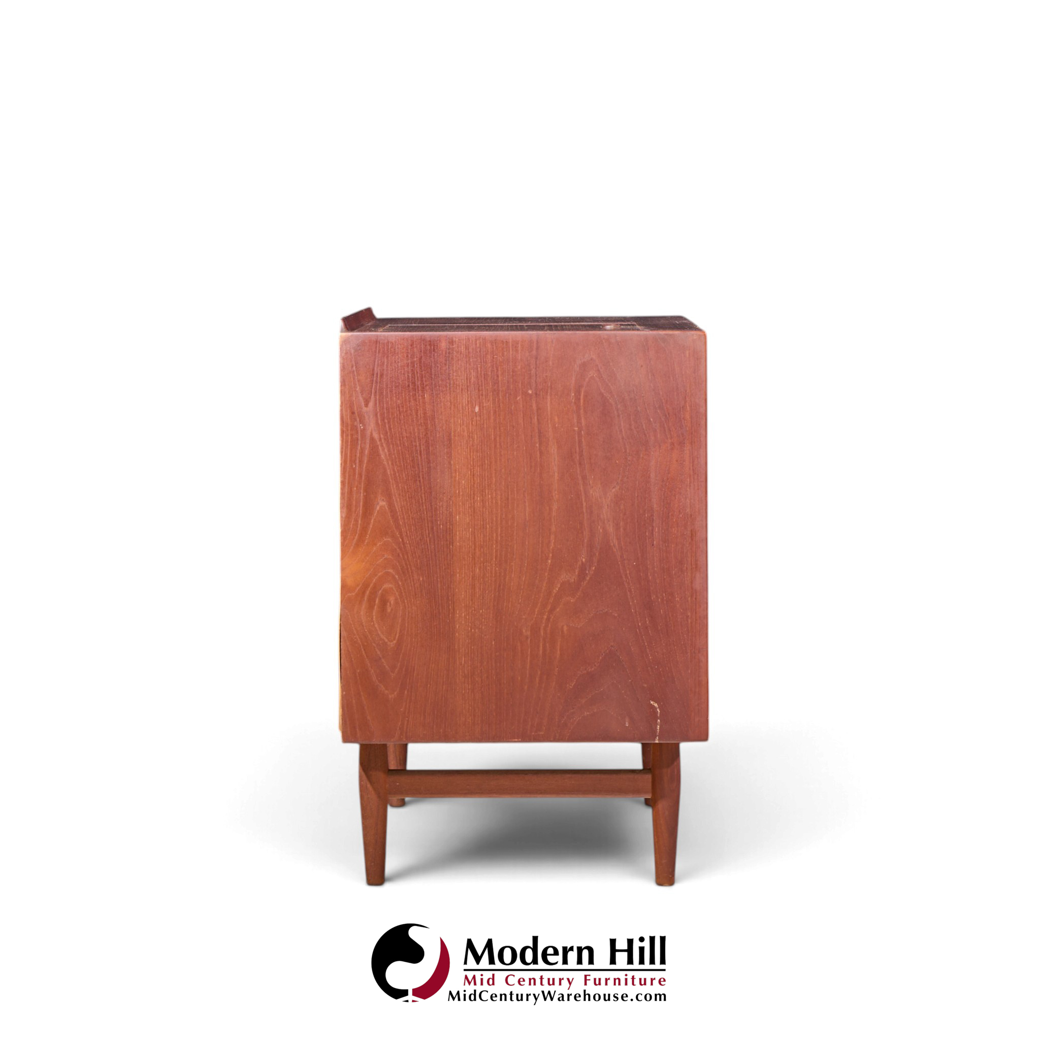 arne vodder for sibast mid century danish teak bar record cabinet nightstand with tambour door