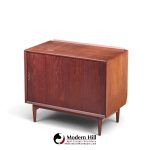 arne vodder for sibast mid century danish teak bar record cabinet nightstand with tambour door