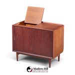 arne vodder for sibast mid century danish teak bar record cabinet nightstand with tambour door