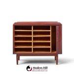 arne vodder for sibast mid century danish teak tambour door cabinet credenza