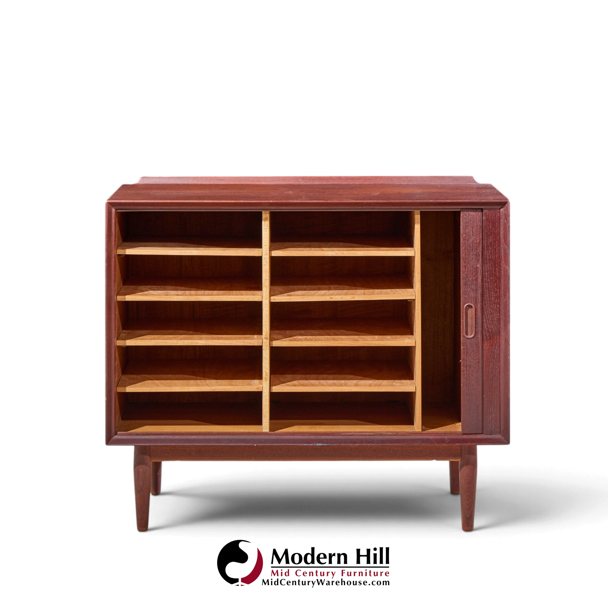 arne vodder for sibast mid century danish teak tambour door cabinet credenza