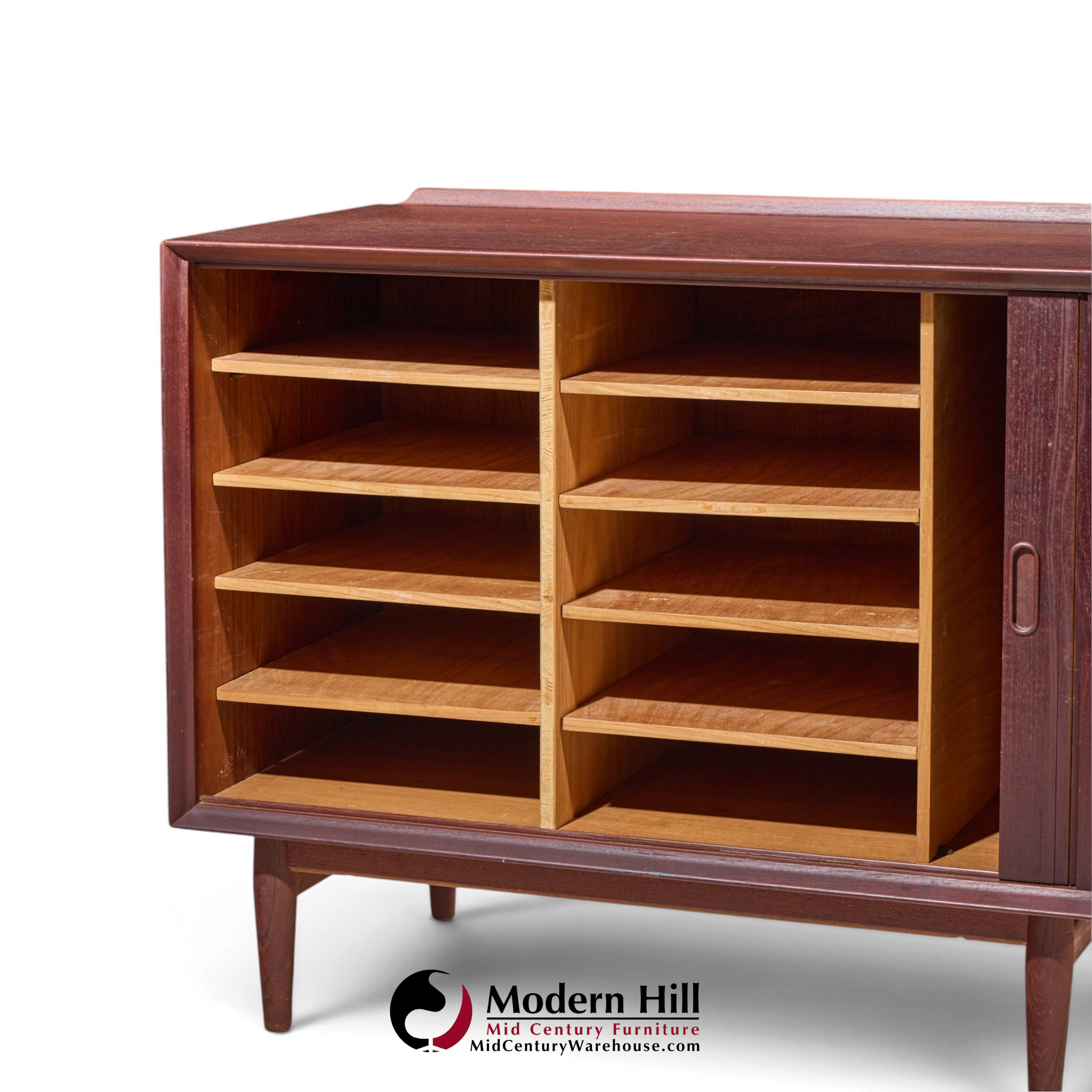 arne vodder for sibast mid century danish teak tambour door cabinet credenza