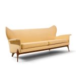 ben seibel mid century walnut gala sofa