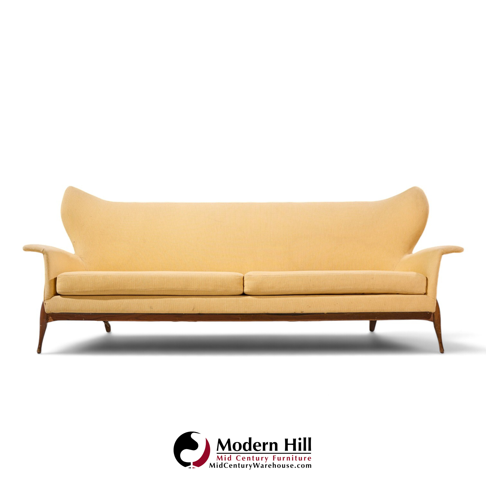 ben seibel mid century walnut gala sofa