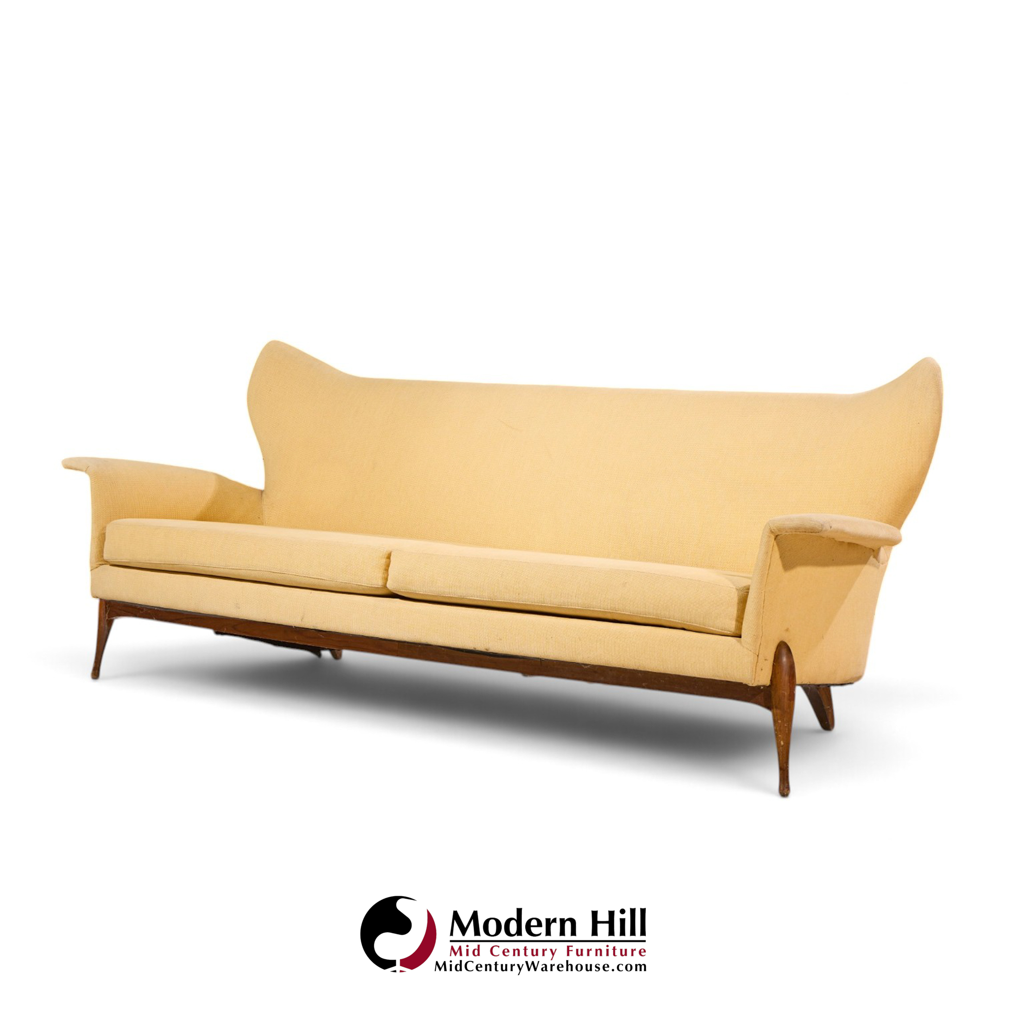 ben seibel mid century walnut gala sofa