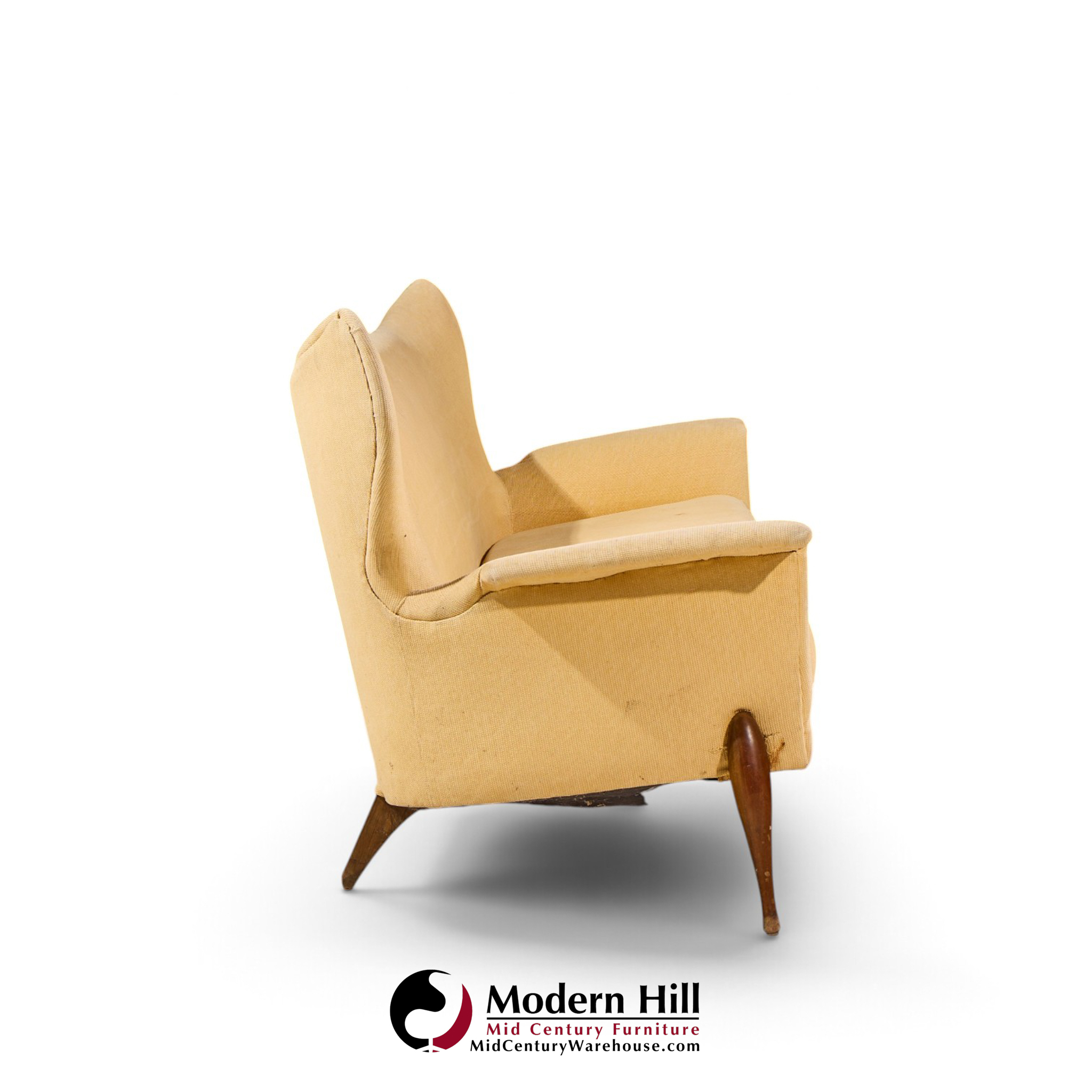 ben seibel mid century walnut gala sofa