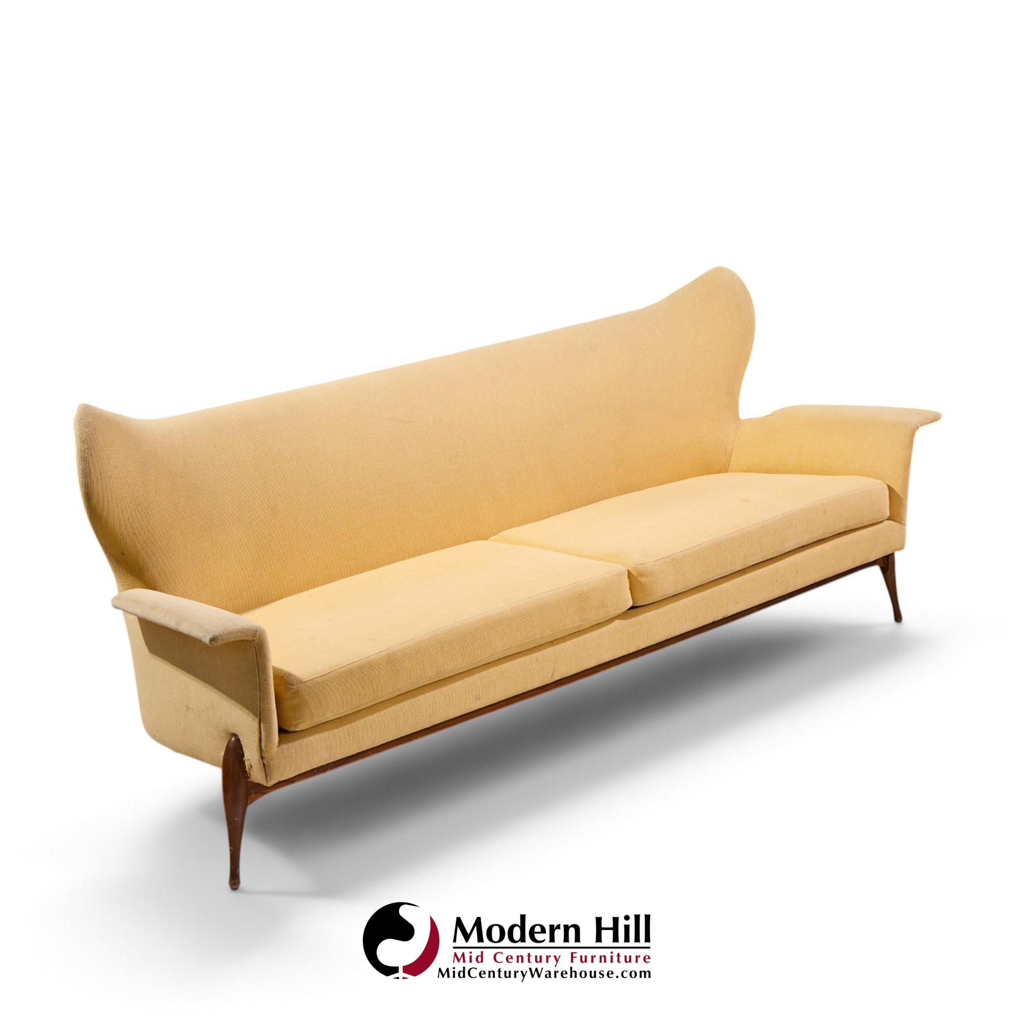 ben seibel mid century walnut gala sofa