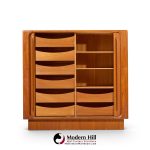 bernhard pedersen mid century danish teak tambour armoire dresser