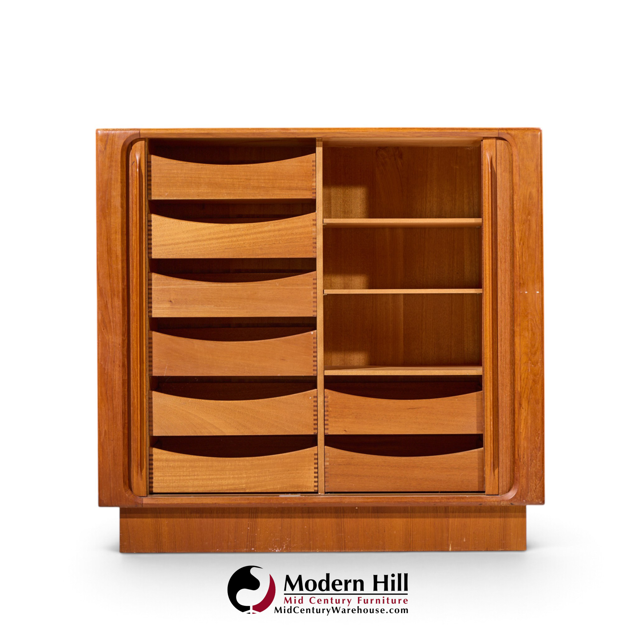 bernhard pedersen mid century danish teak tambour armoire dresser