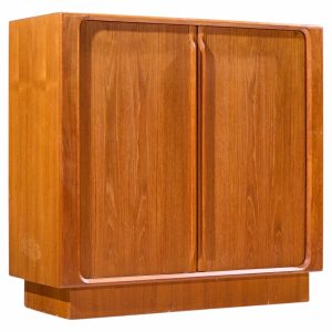 bernhard pedersen mid century danish teak tambour armoire dresser