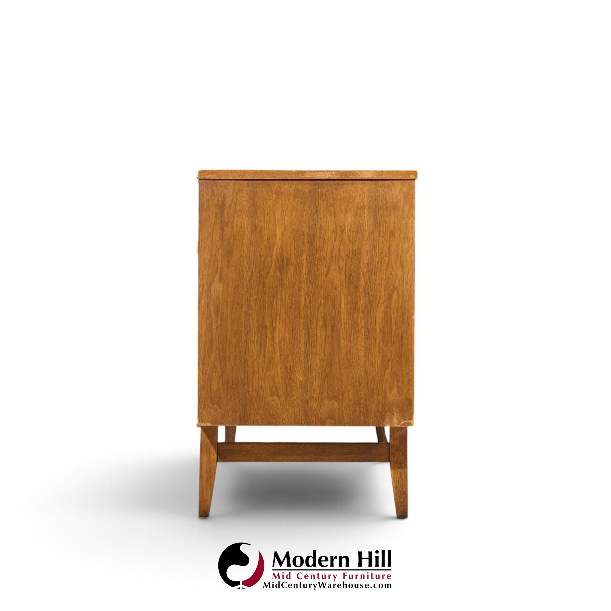 broyhill brasilia mid century walnut and brass 9 drawer lowboy dresser