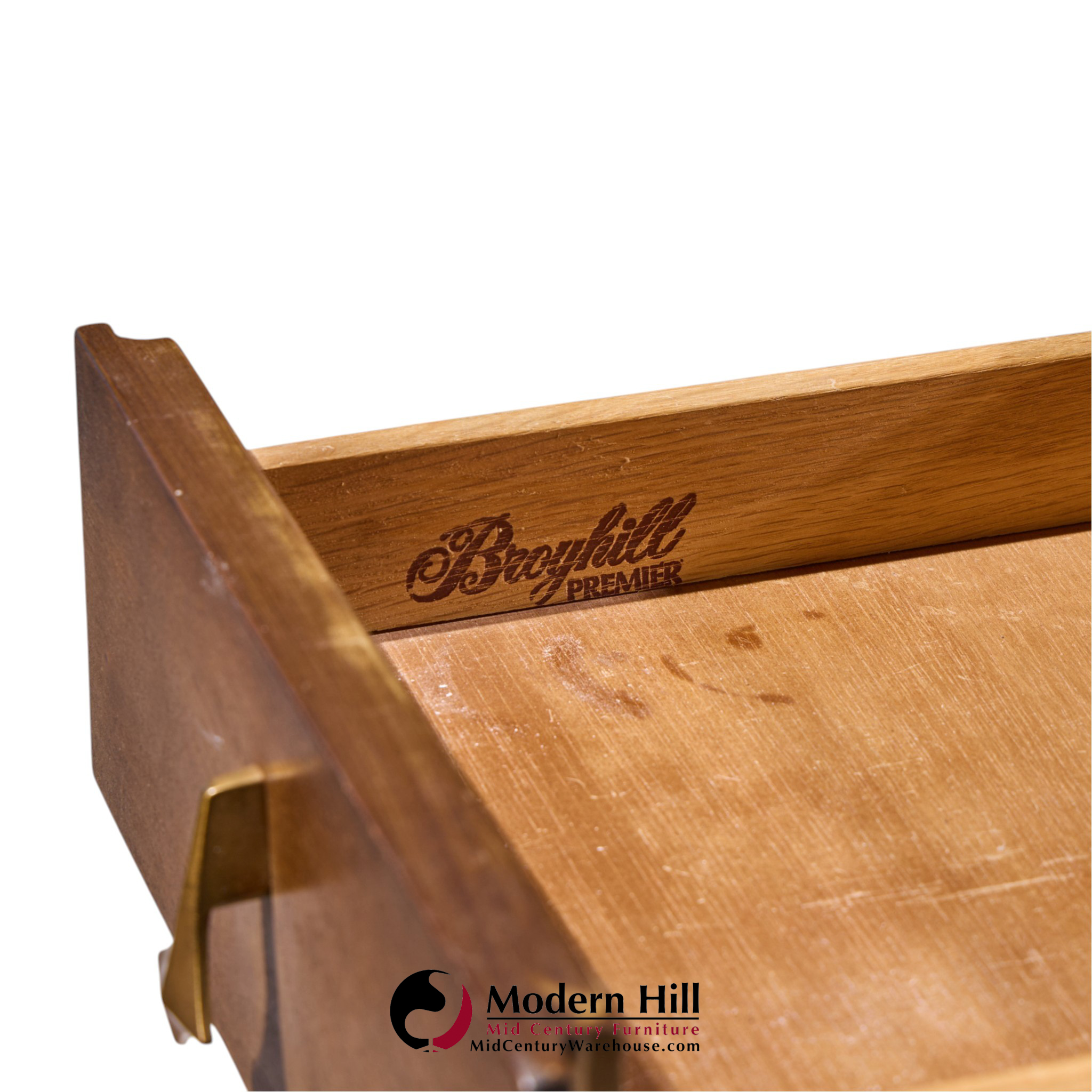 broyhill brasilia mid century walnut and brass desk