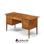 broyhill brasilia mid century walnut and brass desk