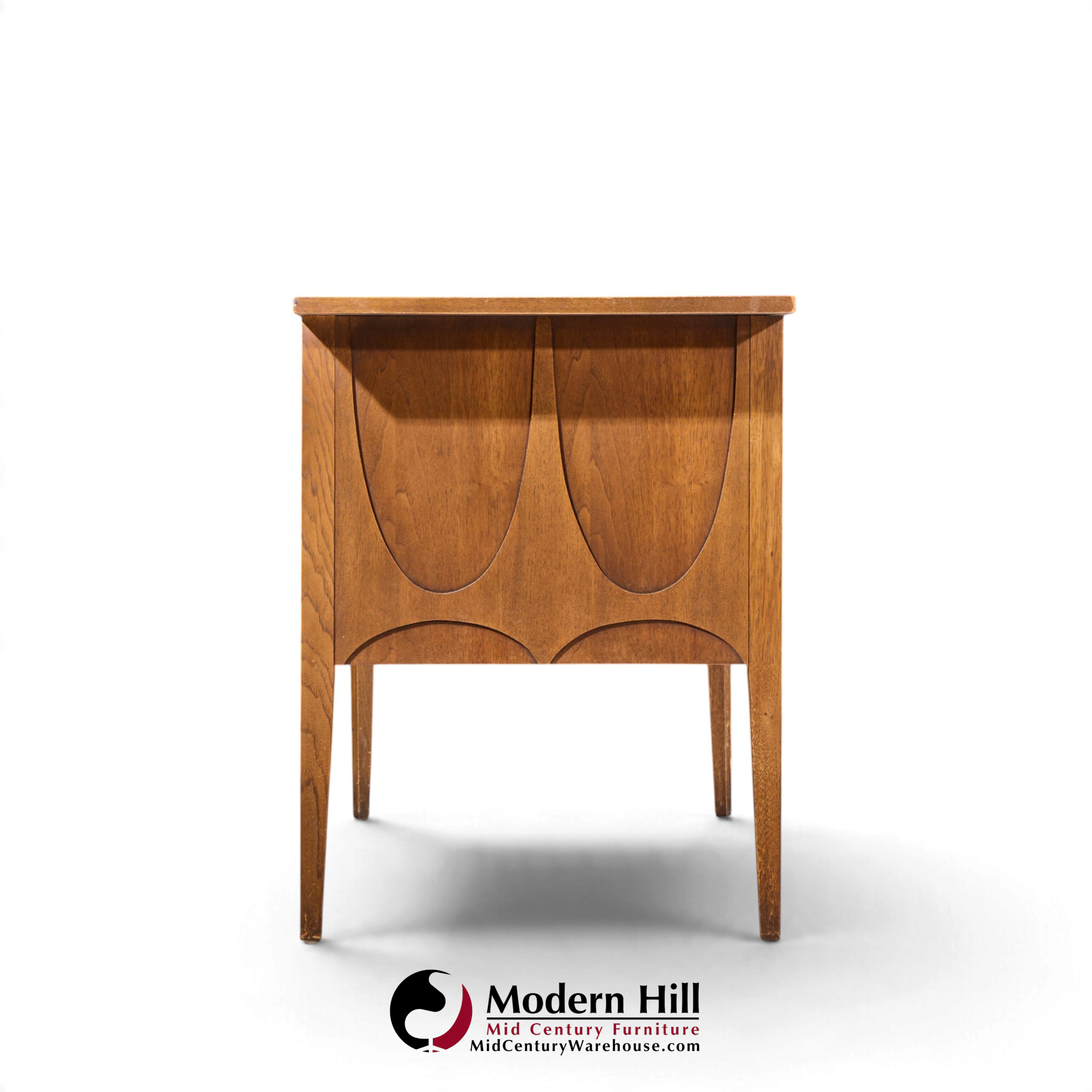 broyhill brasilia mid century walnut and brass desk