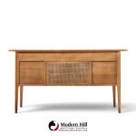 broyhill brasilia mid century walnut and brass desk