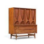 broyhill brasilia mid century walnut and brass gentleman chest dresser