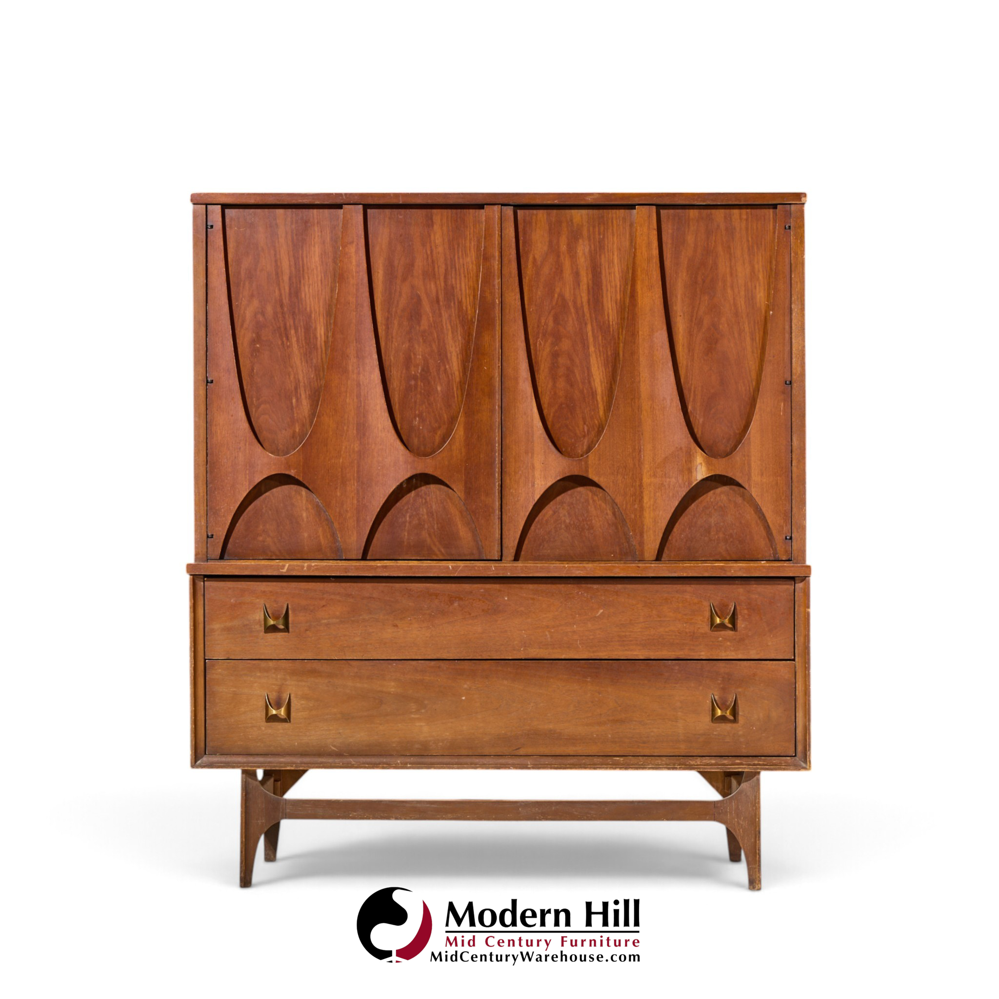 broyhill brasilia mid century walnut and brass gentleman chest dresser