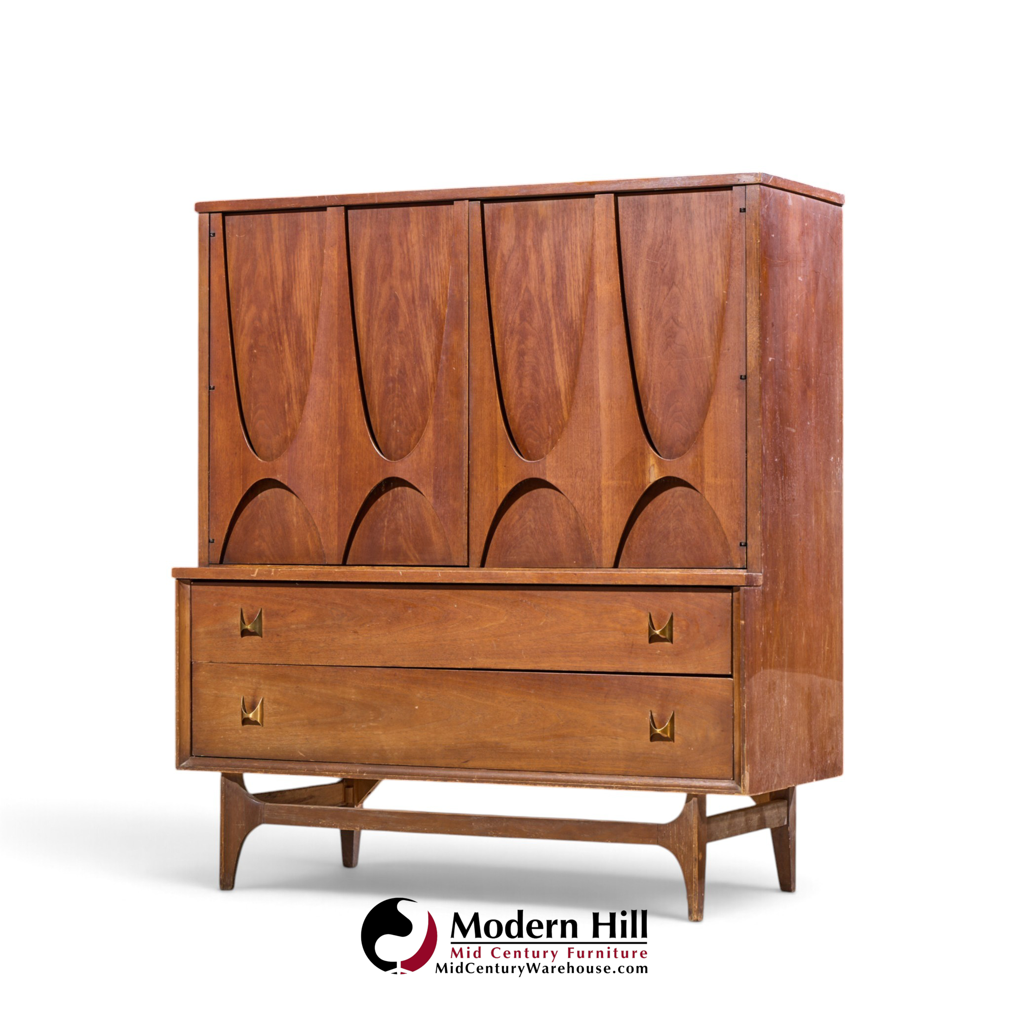 broyhill brasilia mid century walnut and brass gentleman chest dresser