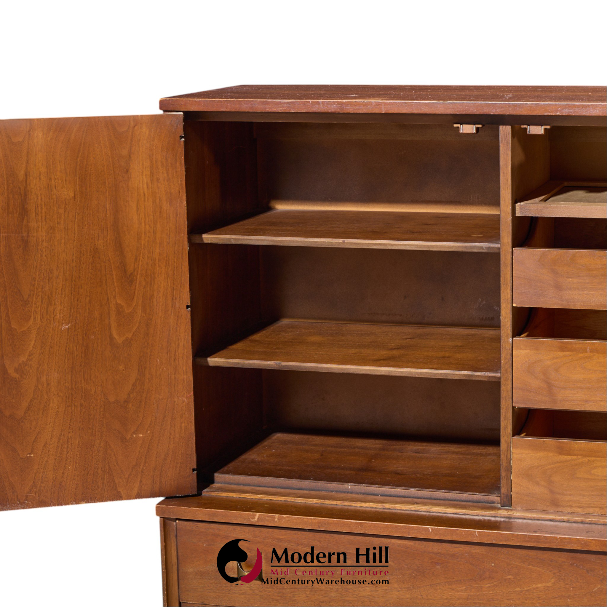 broyhill brasilia mid century walnut and brass gentleman chest dresser