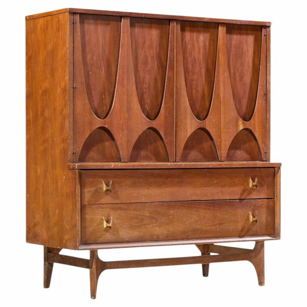 broyhill brasilia mid century walnut and brass gentleman chest dresser