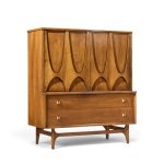 broyhill brasilia mid century walnut and brass gentleman's chest highboy dresser