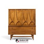 broyhill brasilia mid century walnut and brass gentleman's chest highboy dresser