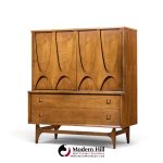 broyhill brasilia mid century walnut and brass gentleman's chest highboy dresser