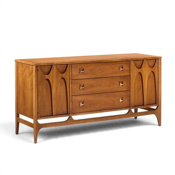 broyhill brasilia walnut and brass mid century credenza