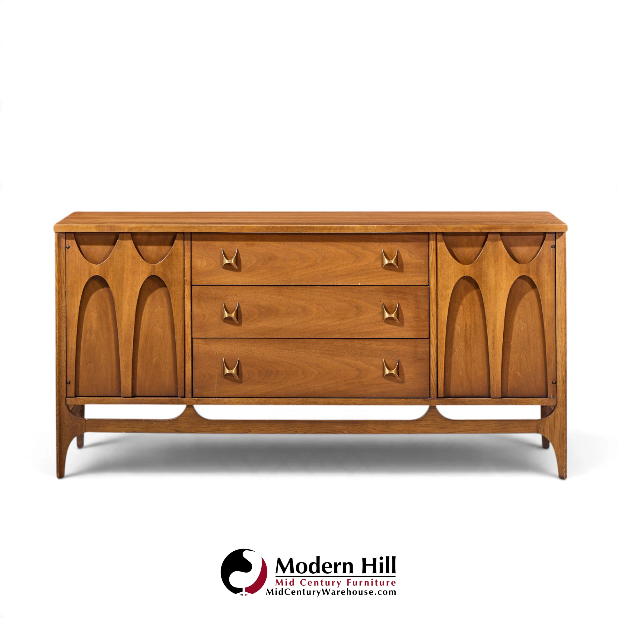 broyhill brasilia walnut and brass mid century credenza